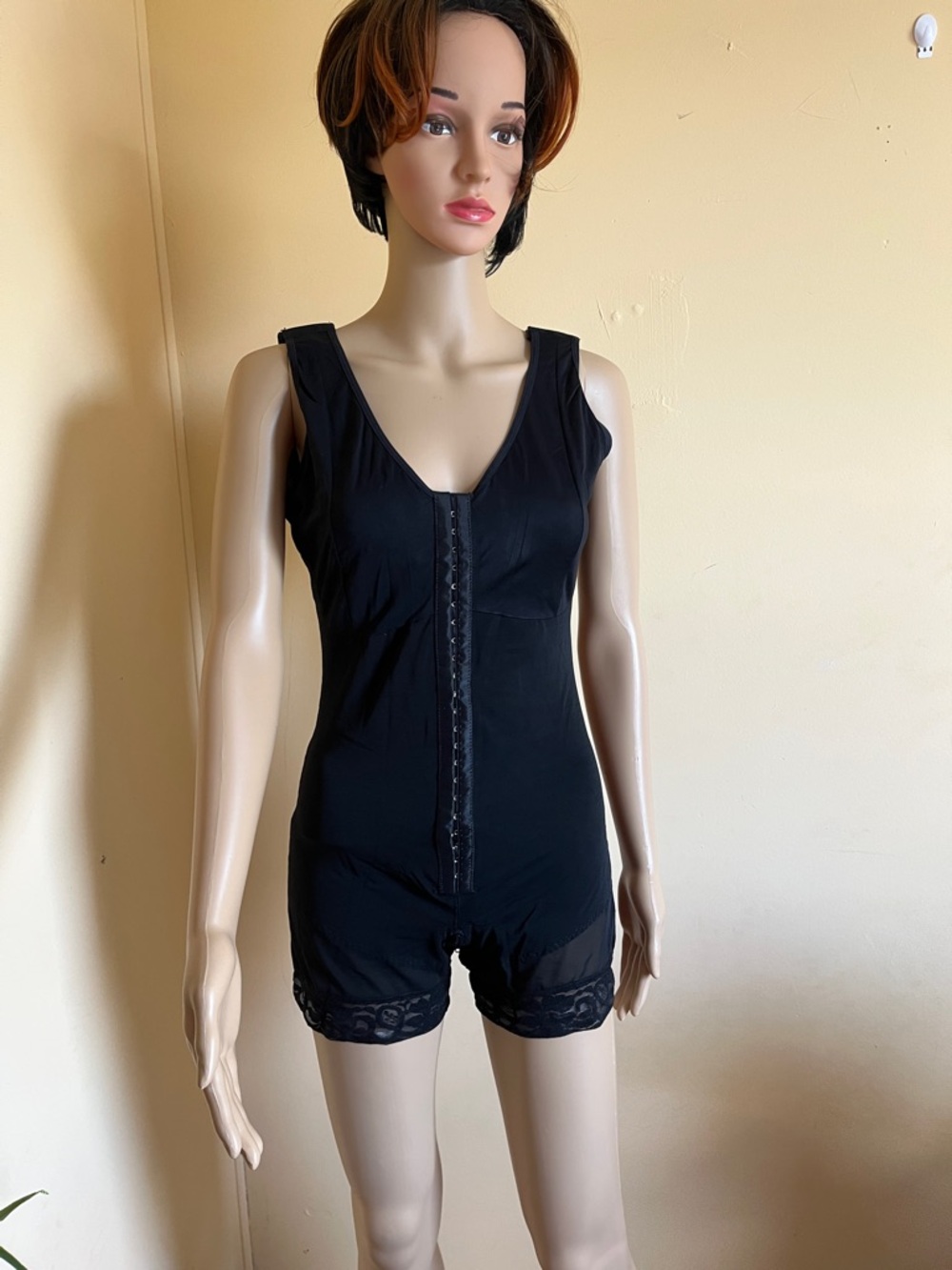Black Women's Shapewear Bodysuit with Front Closure